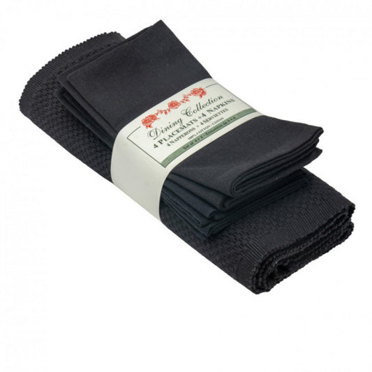 4 + 4 Black Placemats And Napkins