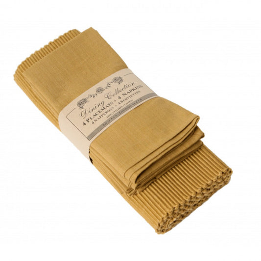 4 + 4 Mustard Yellow Placemats And Napkins