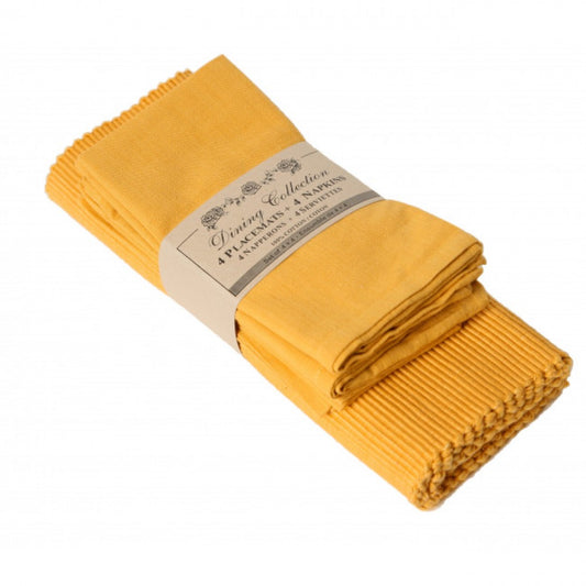 4 + 4 Golden Yellow Placemats And Napkins