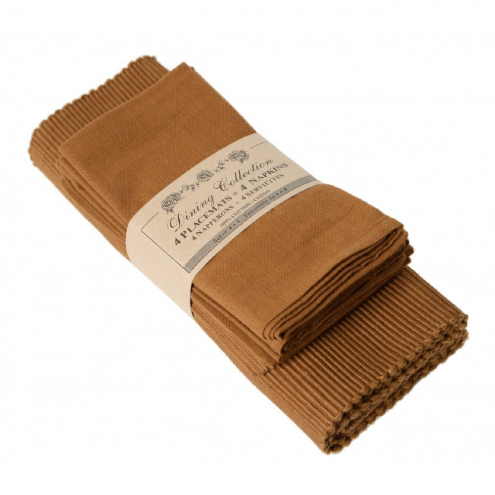 4 + 4 Spice Brown Placemats And Napkins