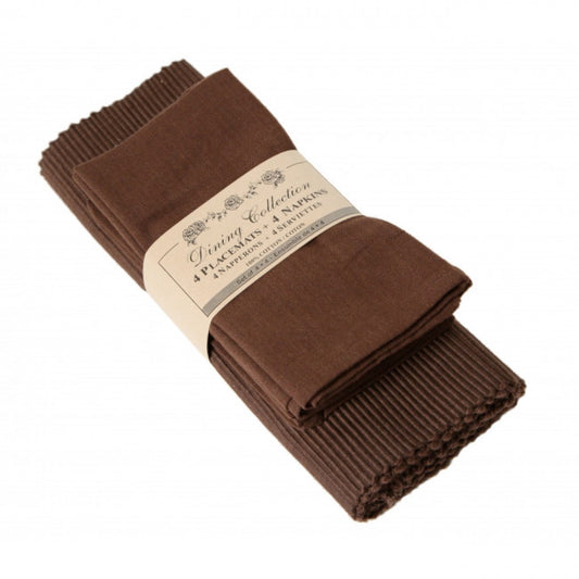 4 + 4 Chocolate Brown Placemats And Napkins
