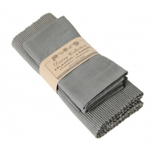 4 + 4 Dark Gray Placemats And Napkins