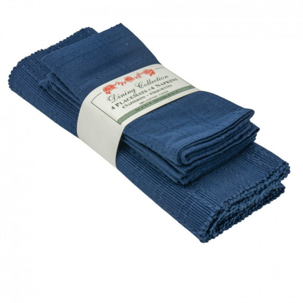 4 + 4 Navy Blue Placemats And Napkins