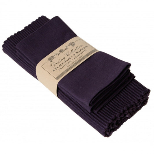 4 + 4 Dark Purple Placemats And Napkins