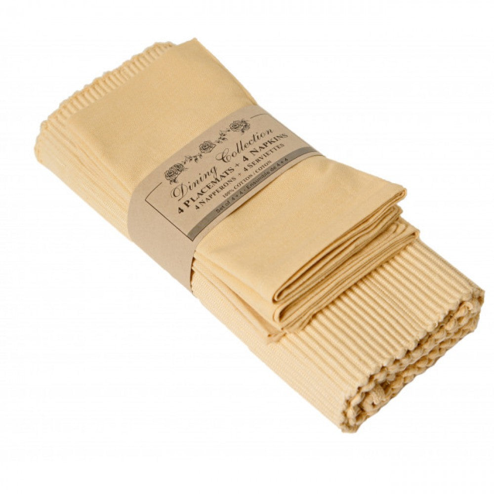 4 + 4 Butter Cream Yellow Placemats And Napkins