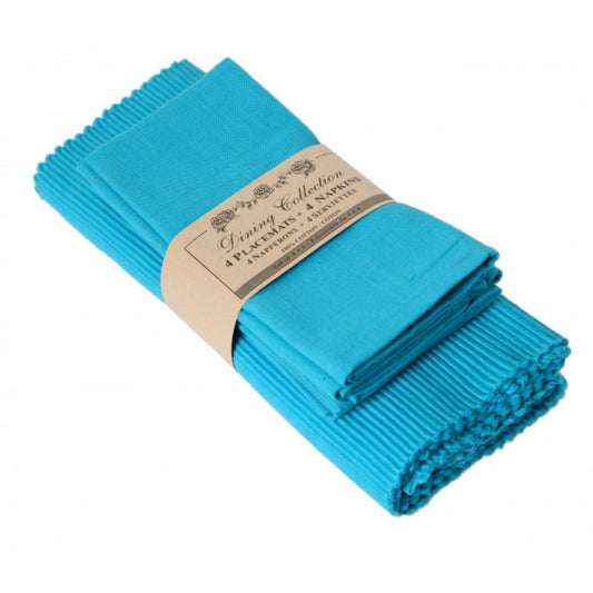 4 + 4 Turquoise Blue Placemats And Napkins