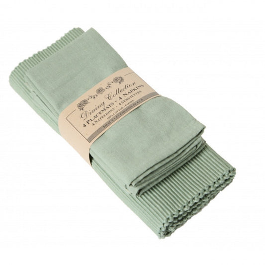 4 + 4 Olive Green Placemats And Napkins