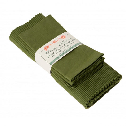 4 + 4 Henna Moss Green Placemats And Napkins