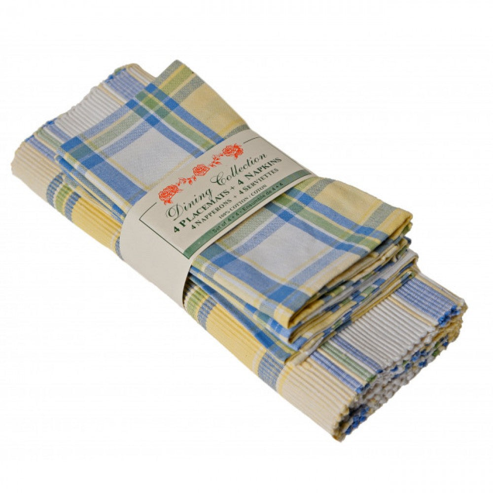 4 + 4 St. Jean Check Pattern Placemats And Napkins