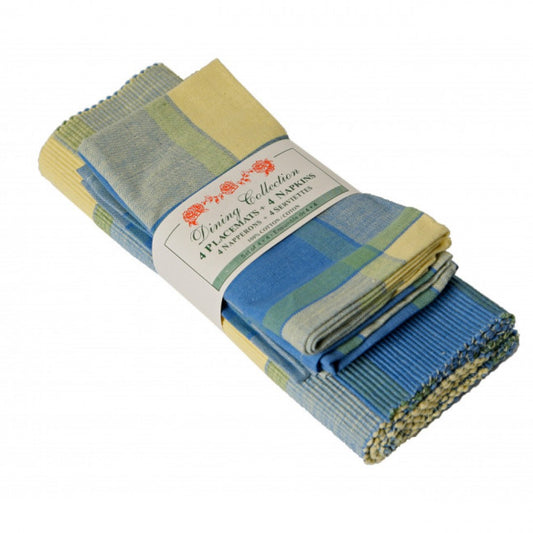 4 + 4 Provence Check Pattern Placemats And Napkins