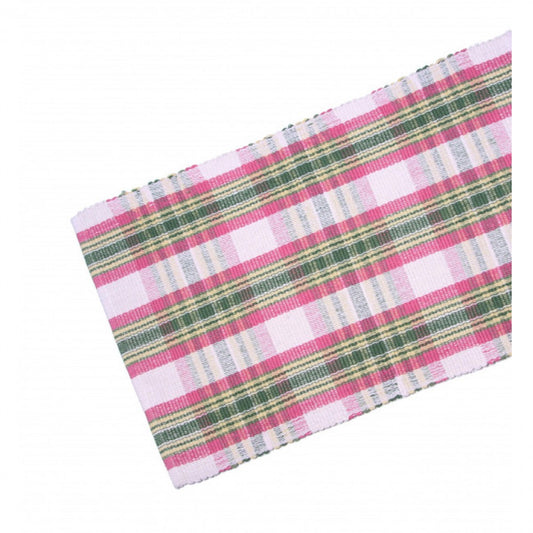 13x36" Summer Blush Check Pattern Ribbed Table Runner