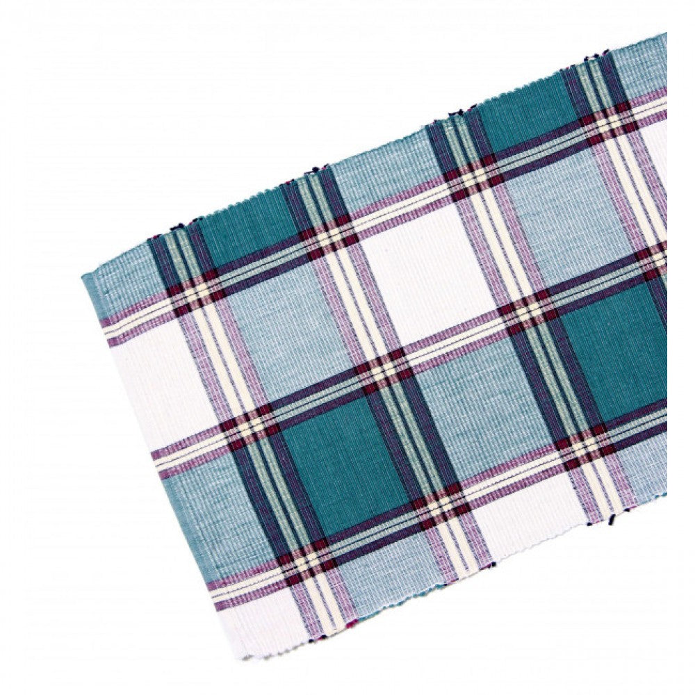 13x36" Sherwood Green Check Pattern Ribbed Table Runner