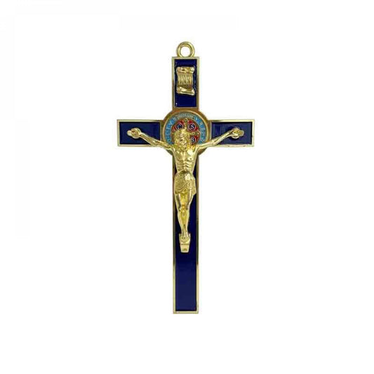 Blue And Gold Hangable Crucifix Figurine