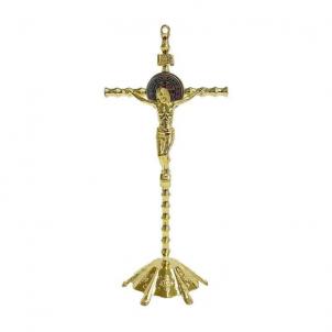 Gold Color Finish Crucifix With Stand Figurine