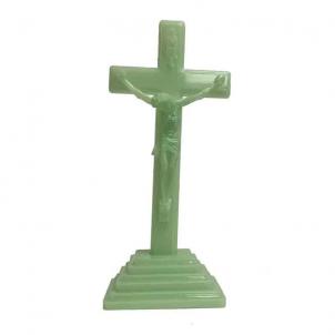 Fluorescent Green Crucifix On A Stand Figurine