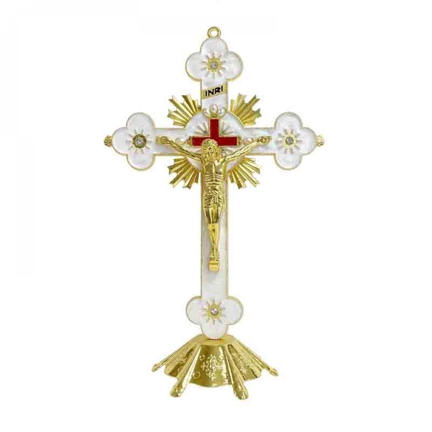 White And Gold Crucifix Figurine