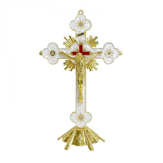 White And Gold Crucifix Figurine