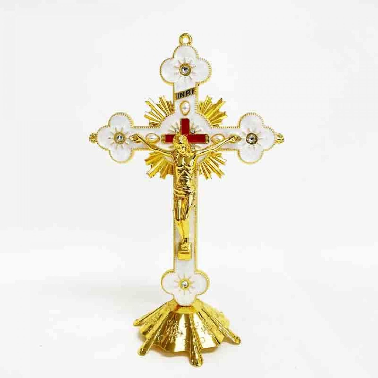 White And Gold Crucifix Figurine