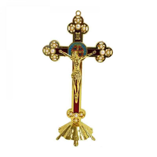 Gold Finish Crucifix Figurine