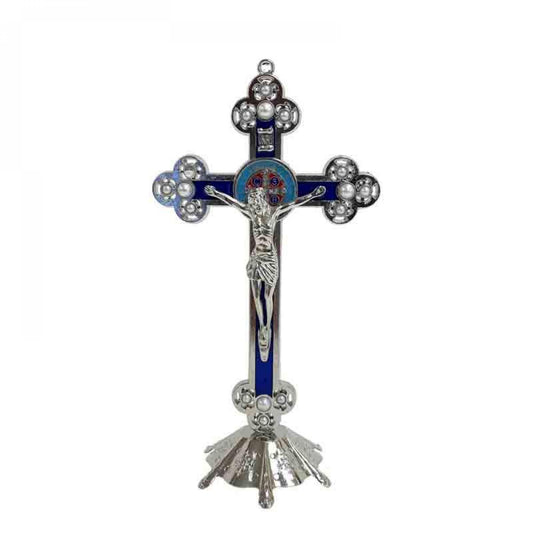 Silver Finish Crucifix Figurine