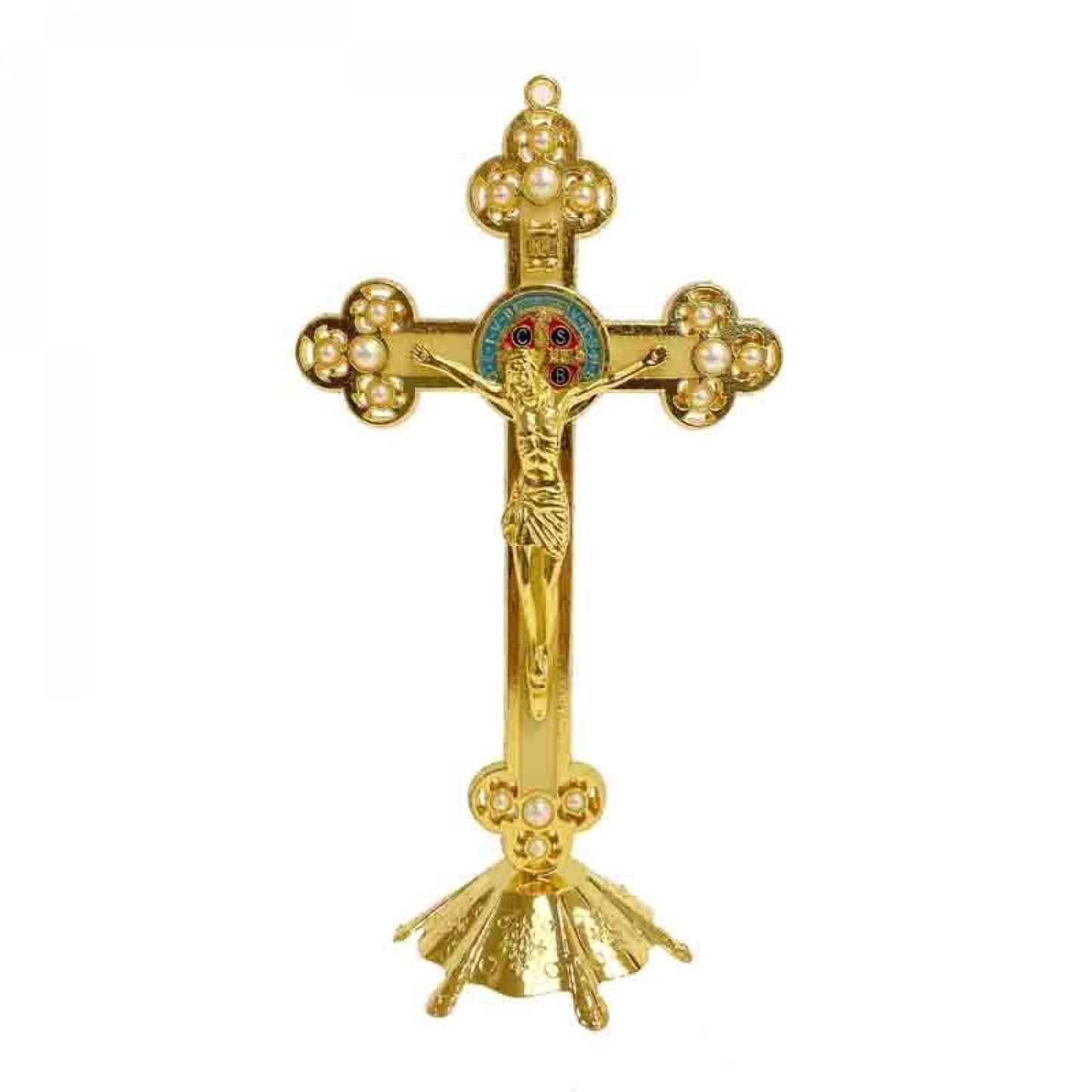 Gold Color With Fluorescent Green Crucifix Figurine