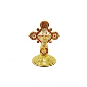 Gold,White And Red Crucifix With Stand Figurine