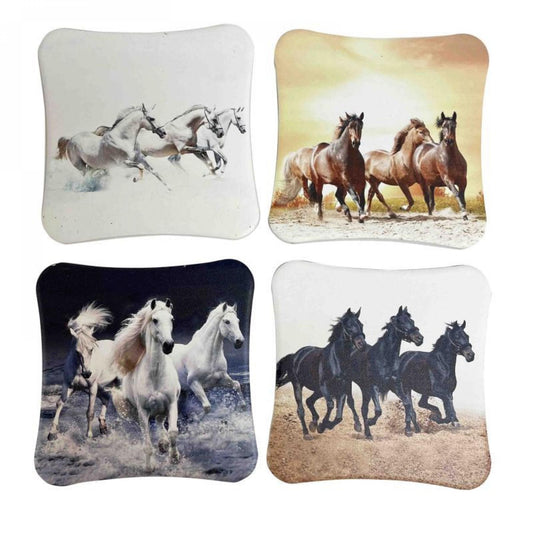 Set Of 4 Assorted Running Horses Print Coasters