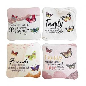 Set Of 4 Butterflies With Family Related Sayings Coasters