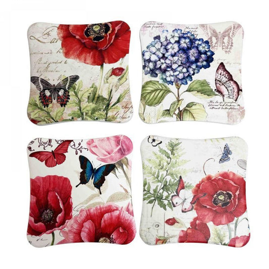 Set Of 4 Butterflies And Flowers Coasters