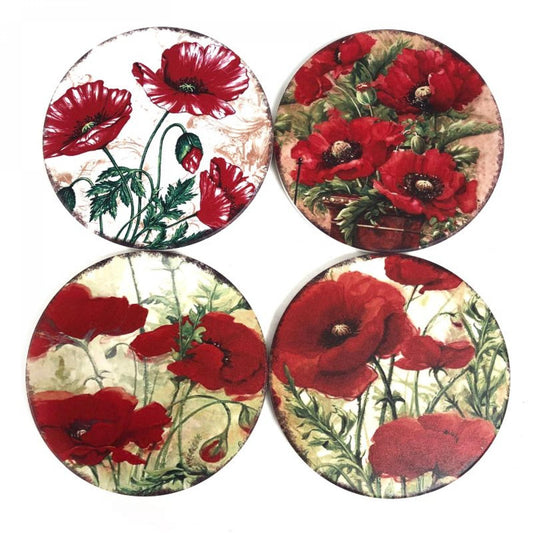 Set Of 4 Assorted Poppies Coasters