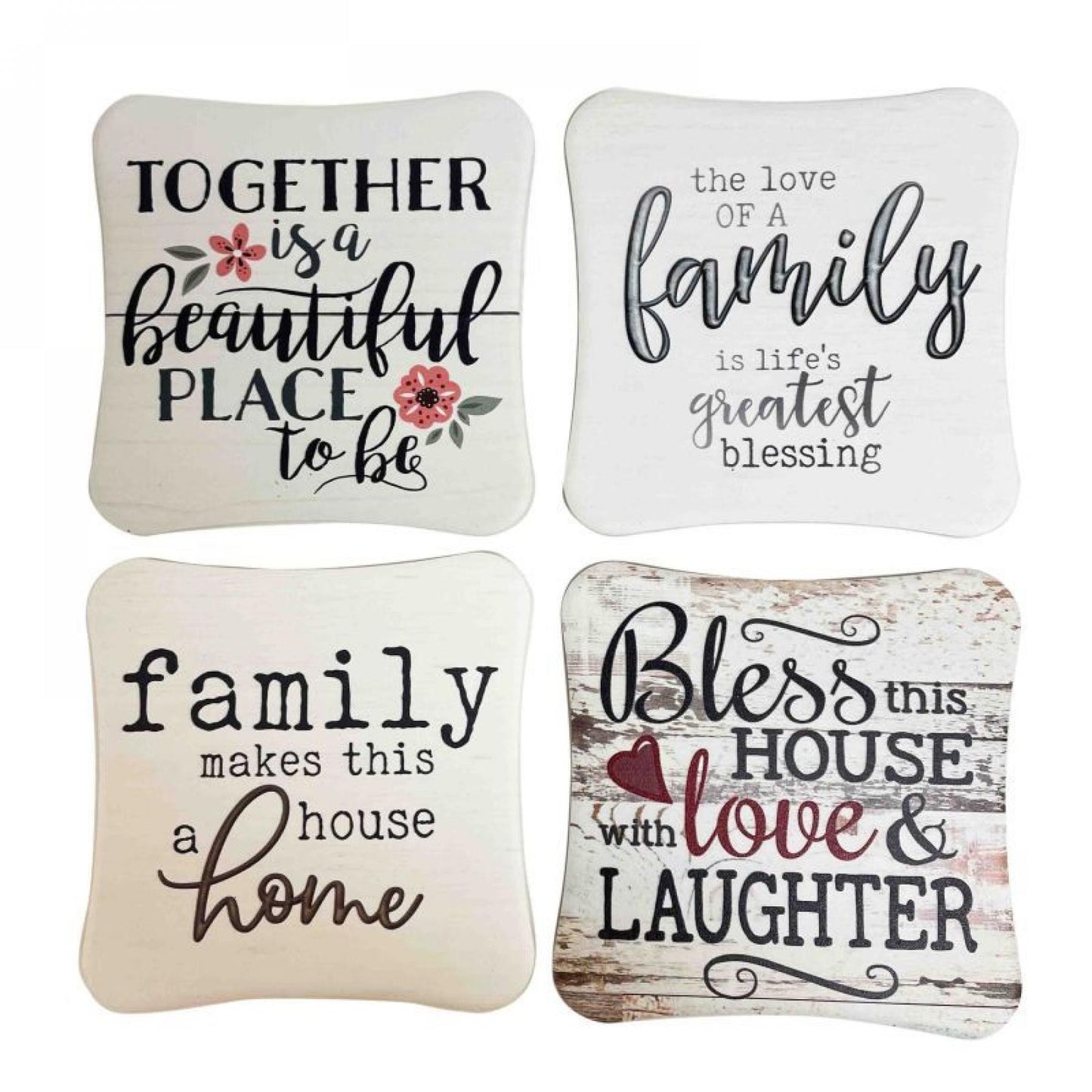 Set Of 4 Assorted Sayings-Home And Family Coasters