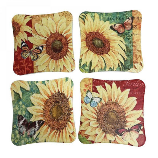 Set Of 4 Assorted Sunflowers Coasters