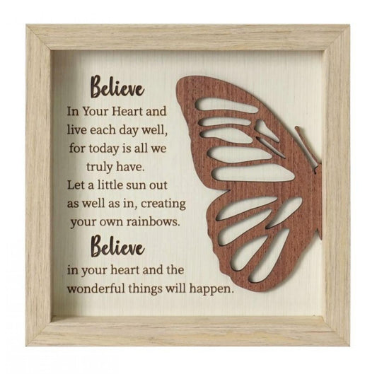 Butterfly With Text- Believe Plaque