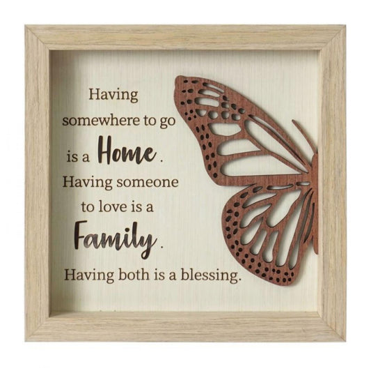 Butterfly With Text- Home, Family Plaque