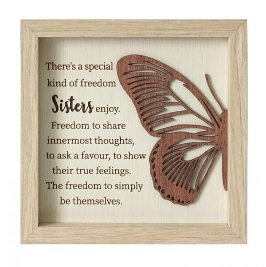 Butterfly With Text- Sisters Plaque