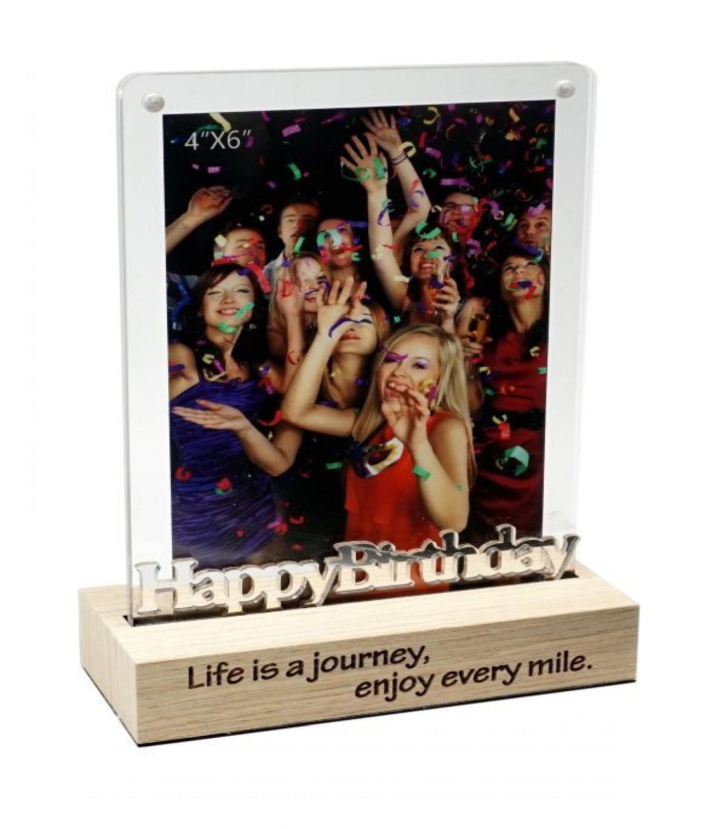 Magnetic Acrylic Frame On Stand With Text- Happy Birthday Photo Frame