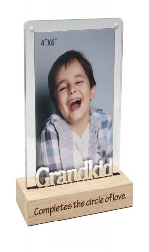 Magnetic Acrylic Frame On Stand With Text- Grandkid Photo Frame