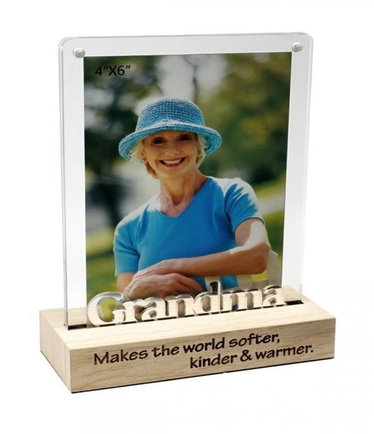 Magnetic Acrylic Frame On Stand With Text- Grandma Photo Frame