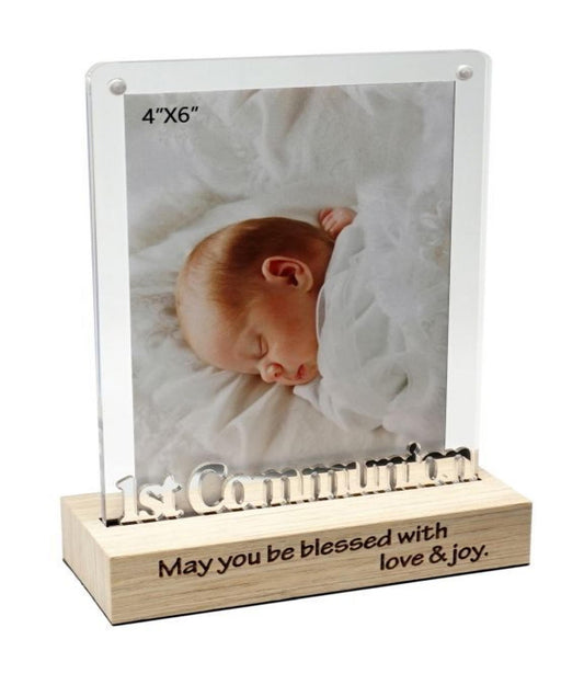 Magnetic Acrylic Frame On Stand With Text- 1St Communion Photo Frame