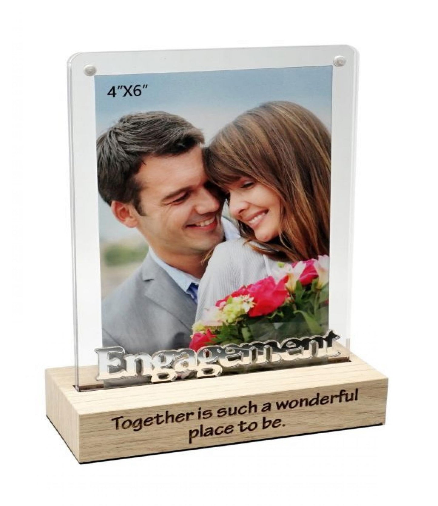 Magnetic Acrylic Frame On Stand With Text- Engagement Photo Frame