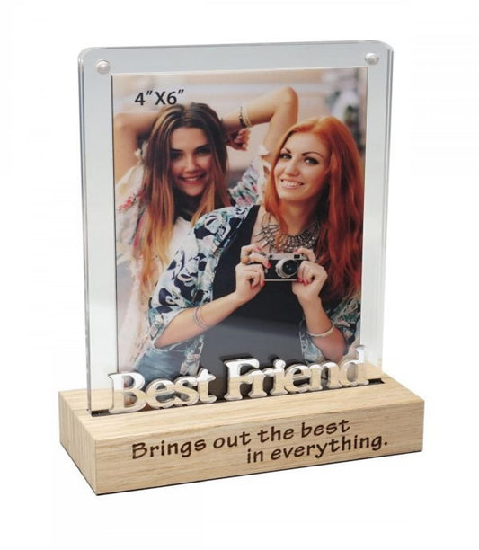 Magnetic Acrylic Frame On Stand With Text- Best Friends Photo Frame