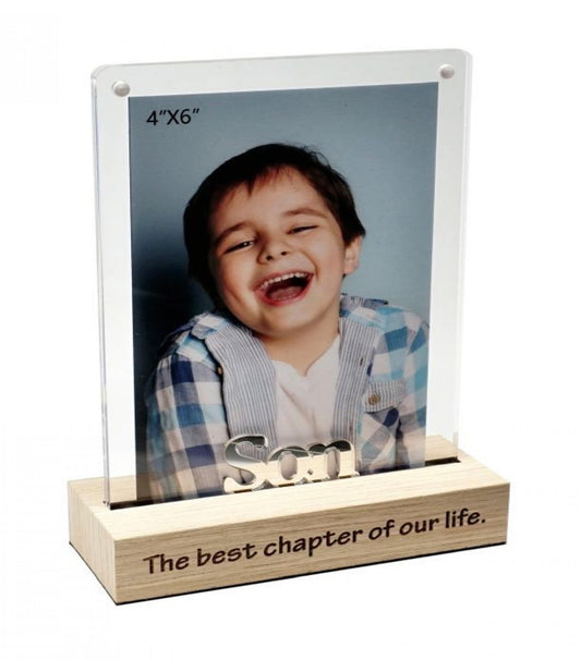 Magnetic Acrylic Frame On Stand With Text- Son Photo Frame