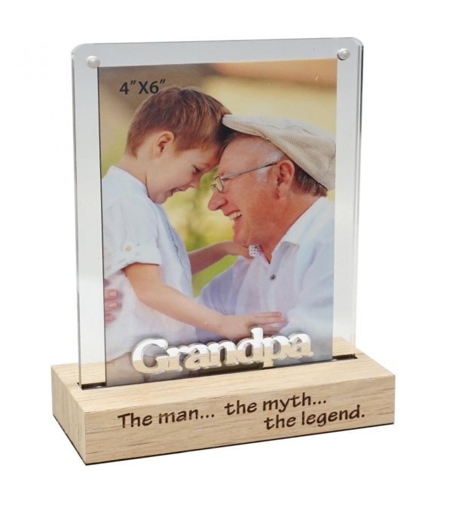 Magnetic Acrylic Frame On Stand With Text- Grandpa Photo Frame