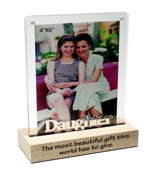 Magnetic Acrylic Frame On Stand With Text- Daughter Photo Frame