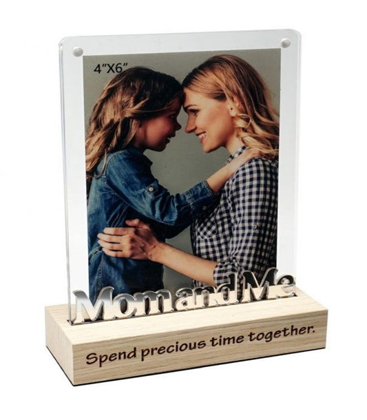 Magnetic Acrylic Frame On Stand With Text- Mom And Me Photo Frame