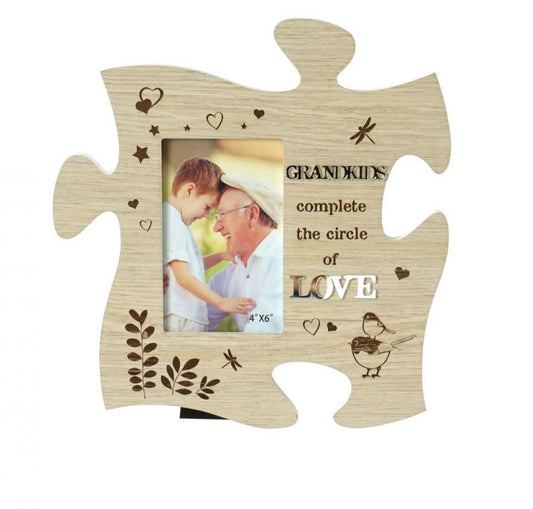 Puzzle Piece With Text -Grandkids Photo Frame