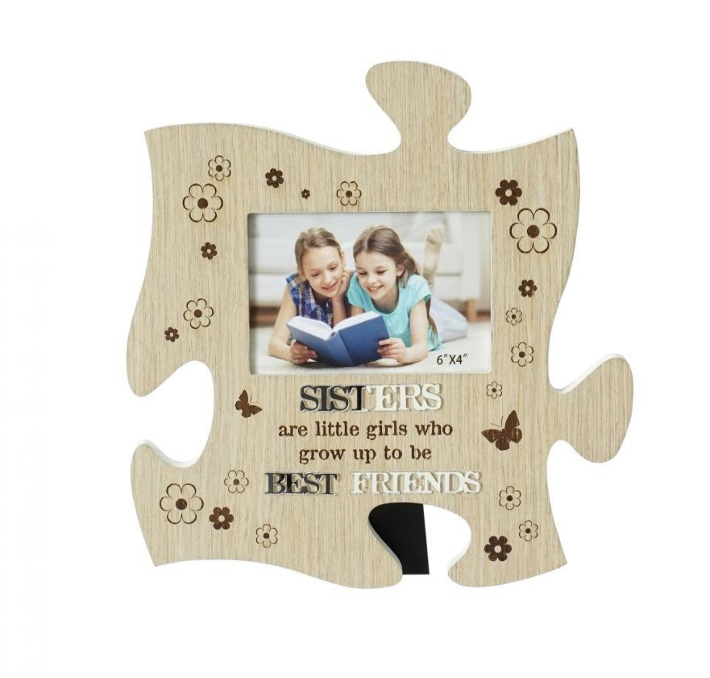 Puzzle Piece With Text -Sisters Photo Frame