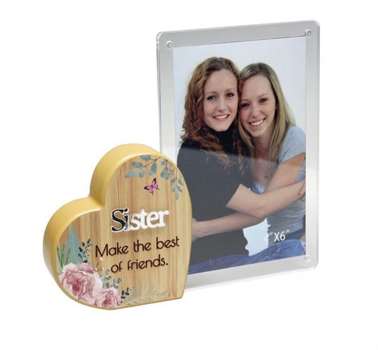 Heart With Text And Clear Photo Frame- Sister Photo Frame