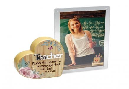 Heart With Text And Clear Photo Frame- Teacher Photo Frame