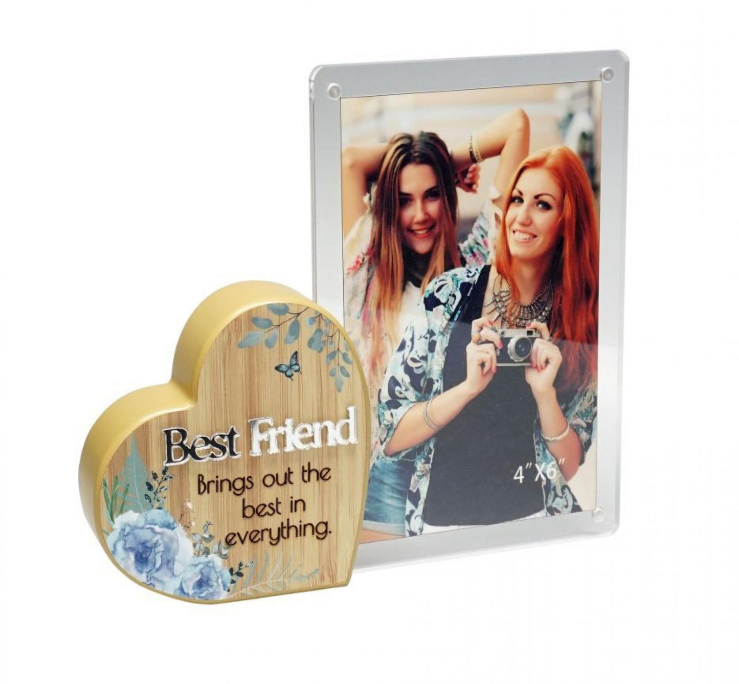 Heart With Text And Clear Photo Frame- Best Friends Photo Frame